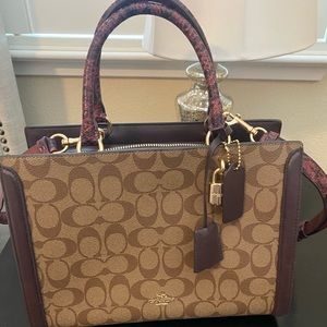 Coach satchel with snakeskin straps